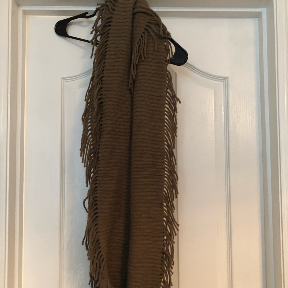 Brown Fringe Infinity Scarf